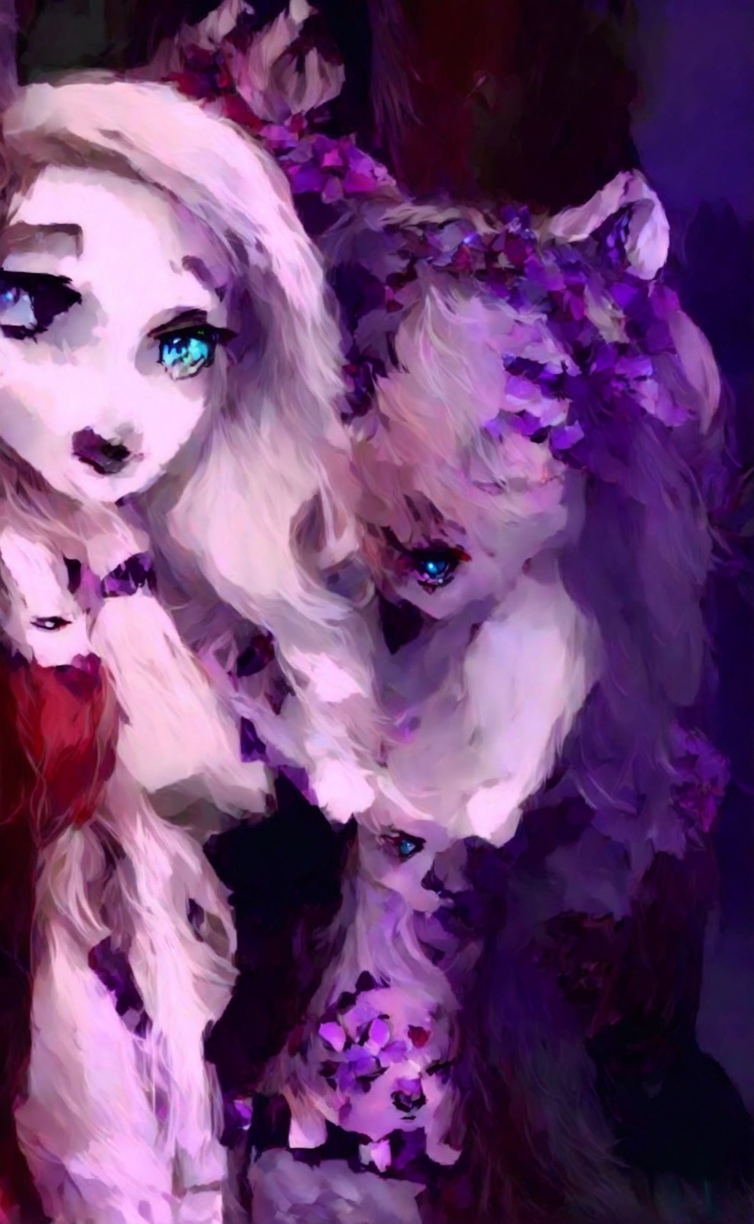 Dreamy Portrait of a Girl with a Fantastical Wolf
