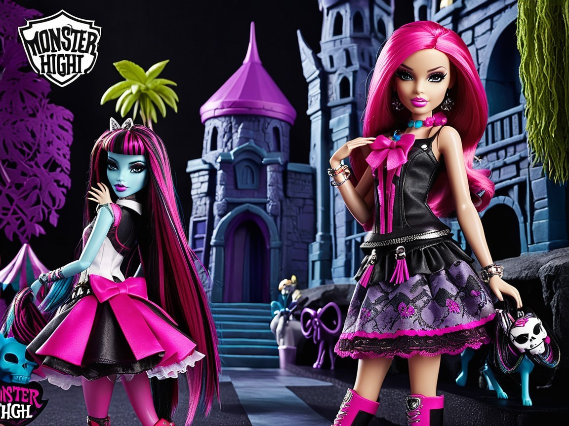 Stylish Monster High Dolls with Mystical Castle Backdrop