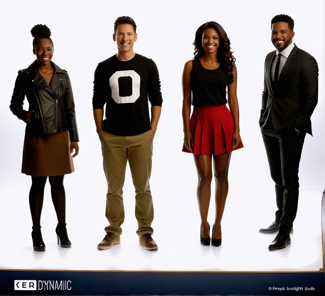 Diverse Group of Four Individuals in Stylish Attire