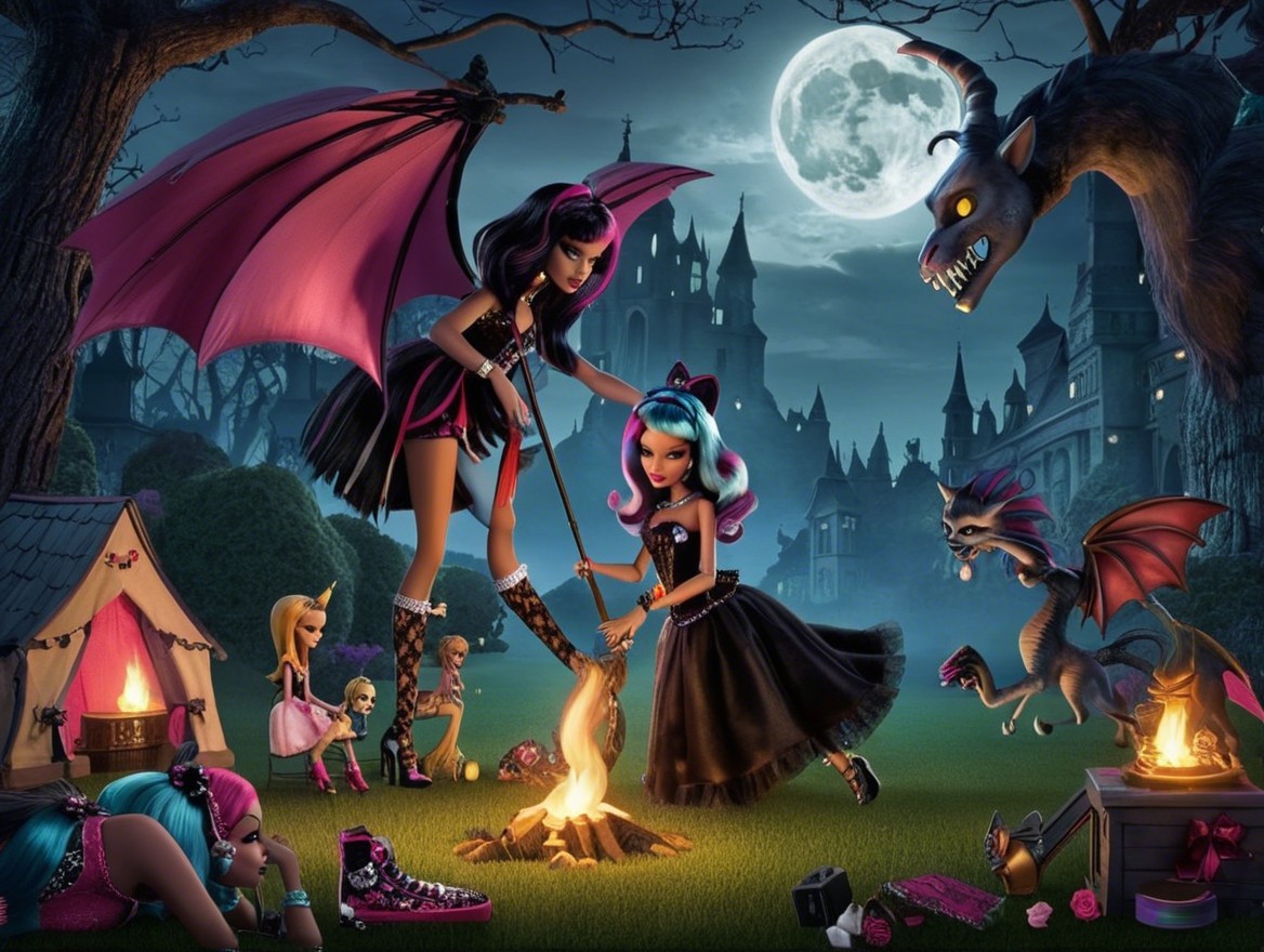 Spooky Nighttime Gathering in a Dark Forest