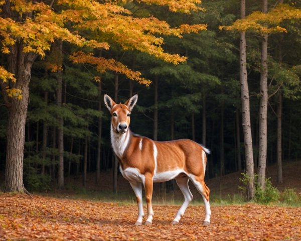 Graceful Animal in Serene Autumn Forest Setting