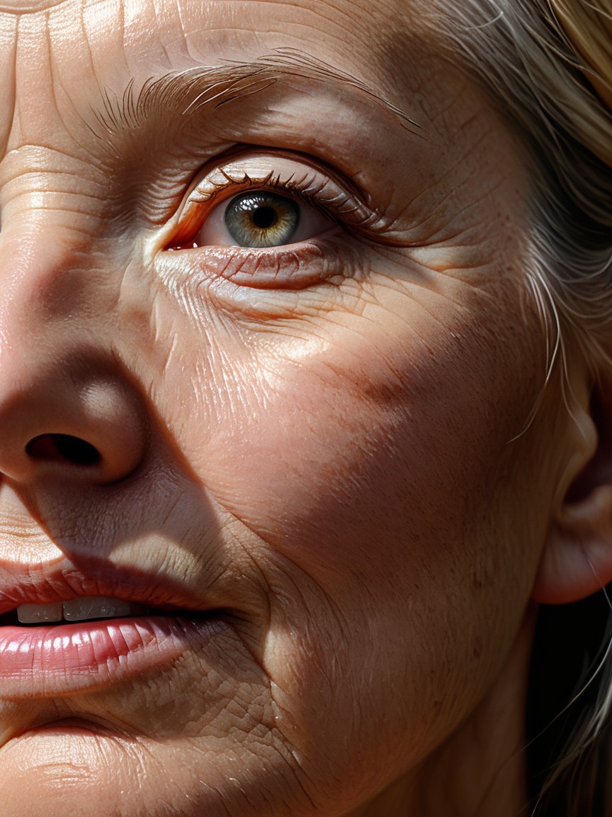 Close-Up of an Older Woman's Expressive Face