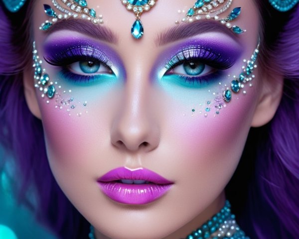 Vibrant Beauty Portrait with Jewel-Toned Makeup