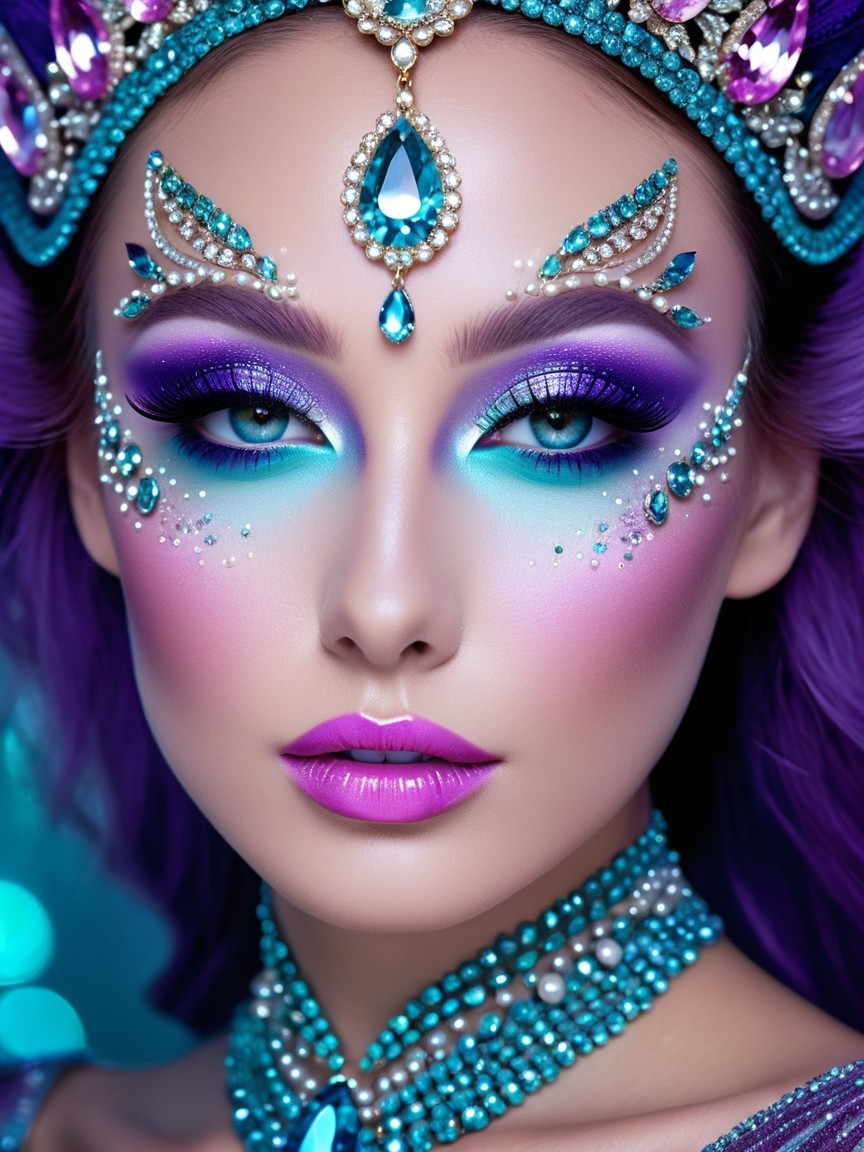 Vibrant Beauty Portrait with Jewel-Toned Makeup