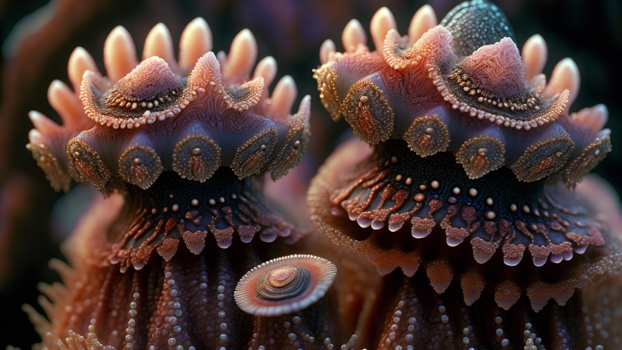 Vibrant Marine Life Forms with Intricate Textures