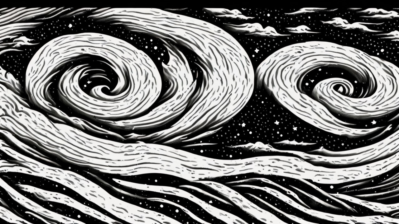 Monochromatic Swirling Clouds and Waves with Stars