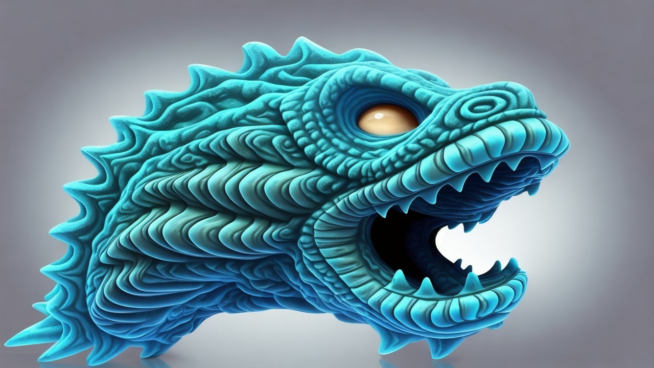 Turquoise Creature with Spiky Body and Expressive Features