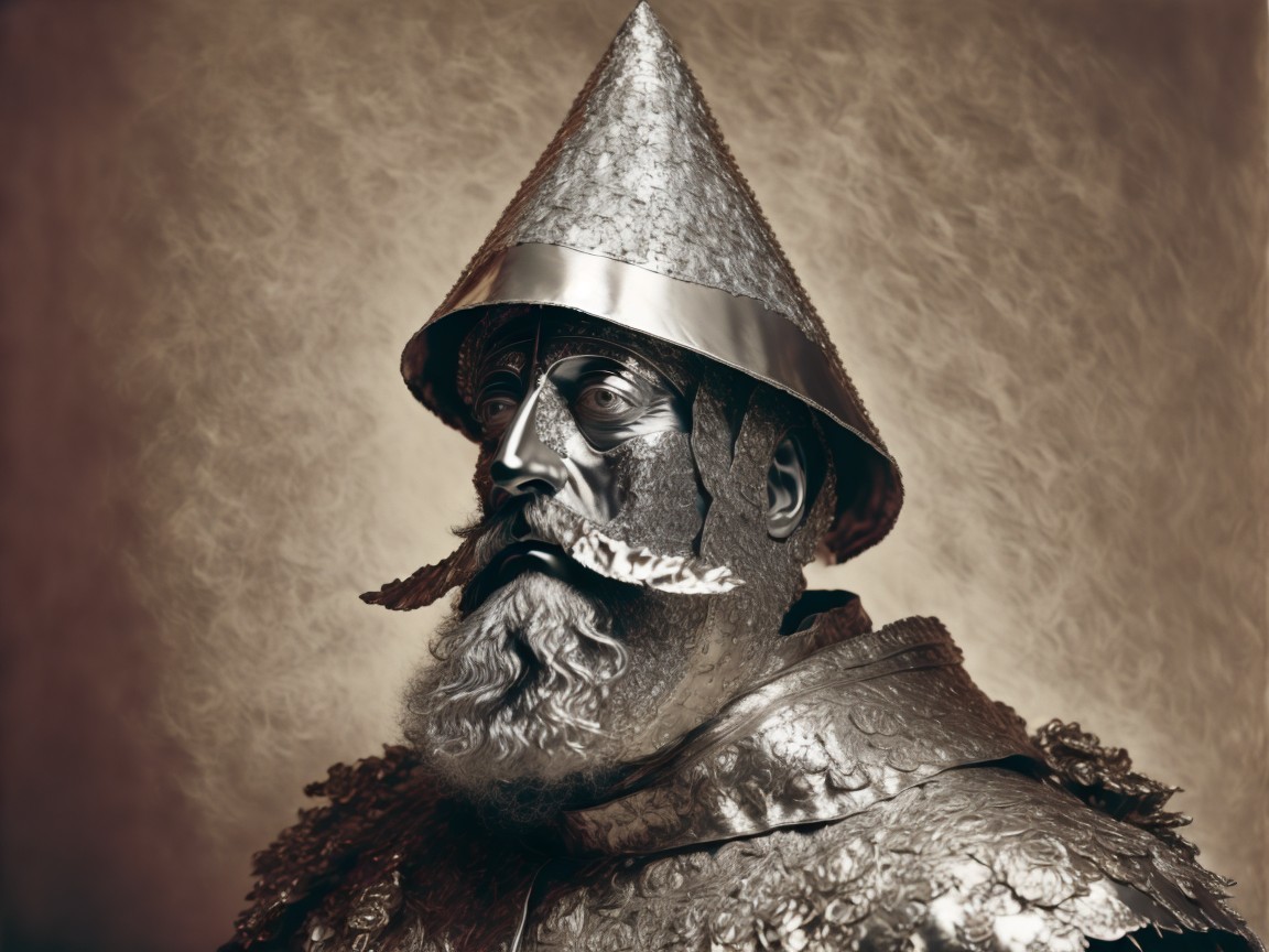 Detailed Portrait of a Historical Warrior in Armor