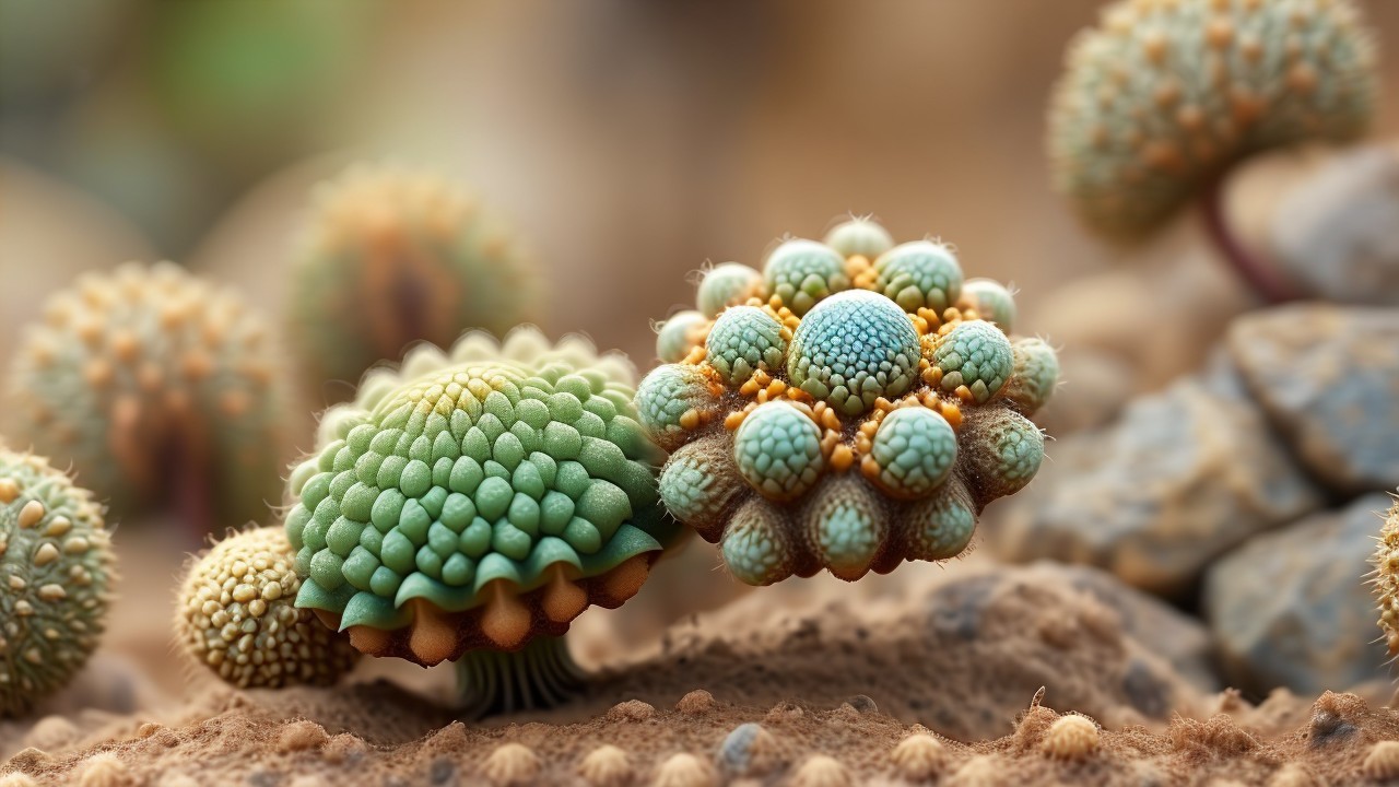 Textured Green Succulents with Intricate Patterns