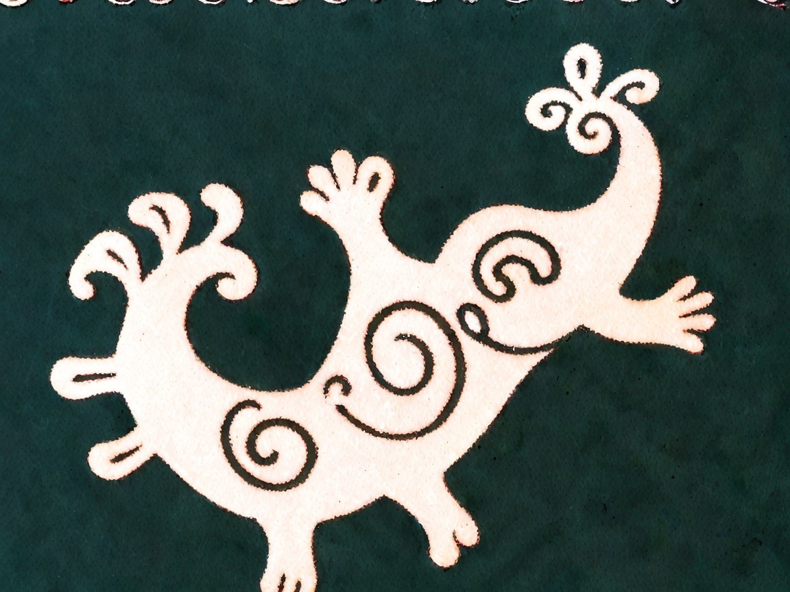 Whimsical Mythological Creature on Dark Teal Background