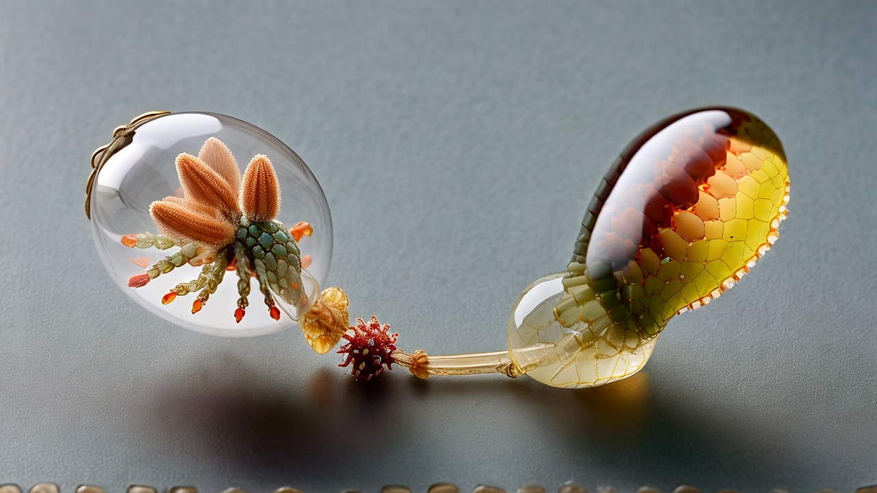 Intricate Glass Sculpture with Organic Forms and Colors