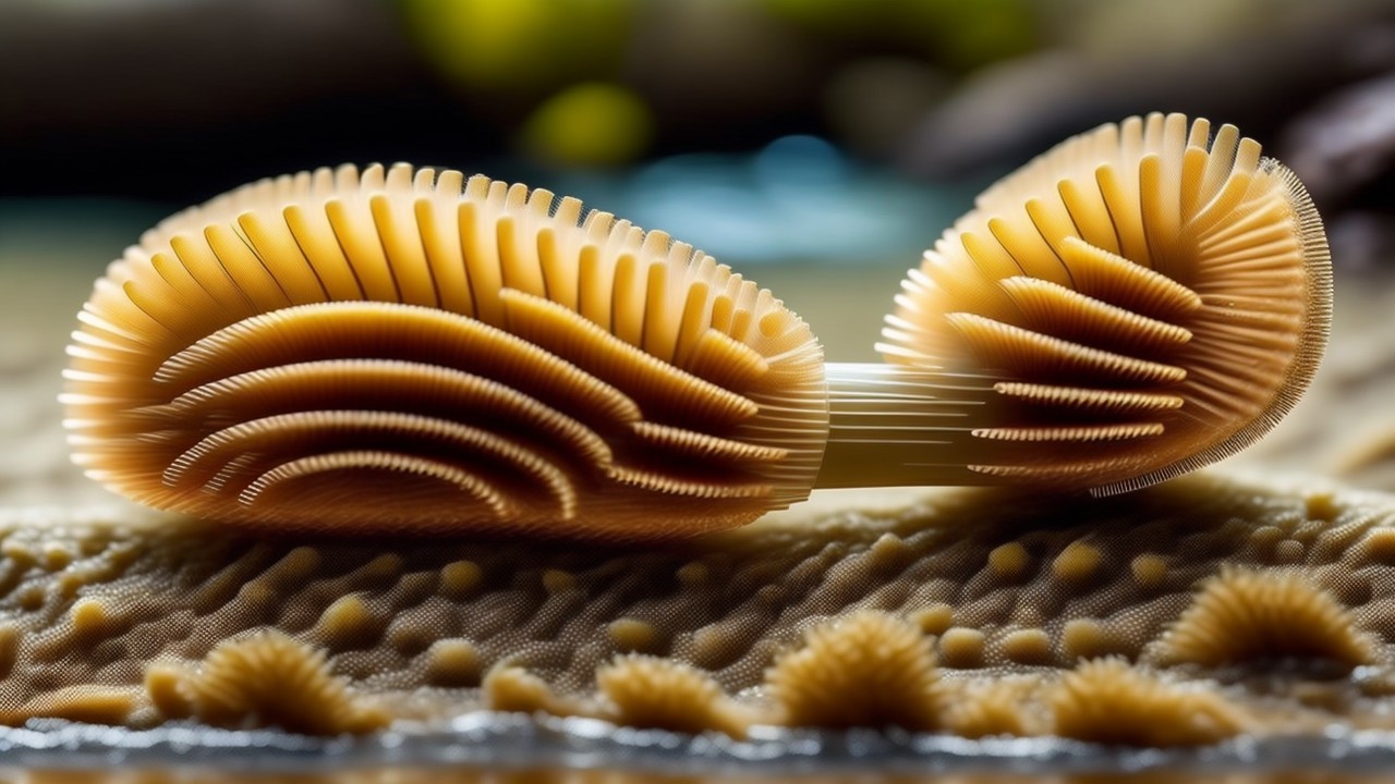 Close-up of a detailed sculptural seashell representation