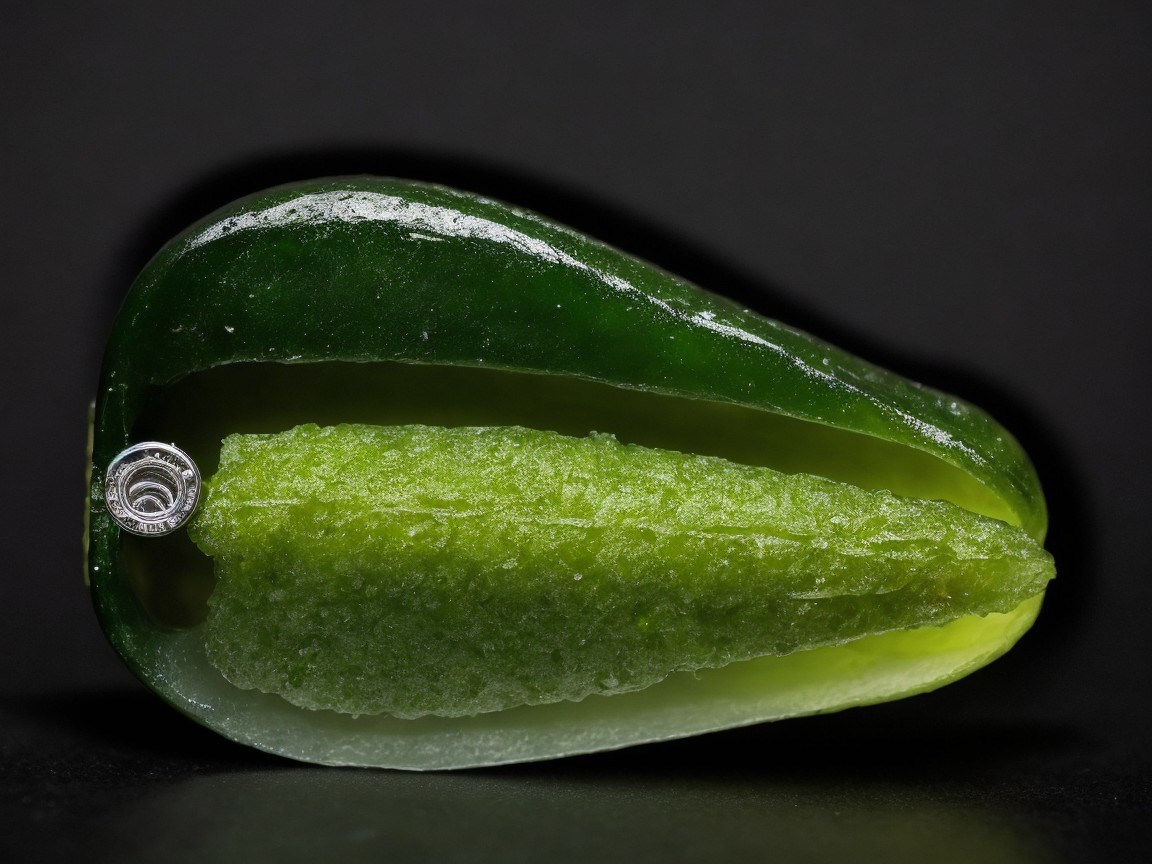 Split Green Pickle with Textured Juicy Interior