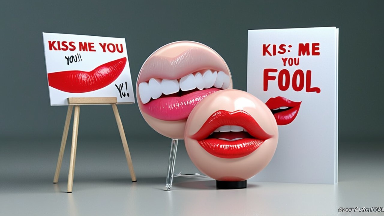 Oversized Playful Lips with Whimsical Sign Decor