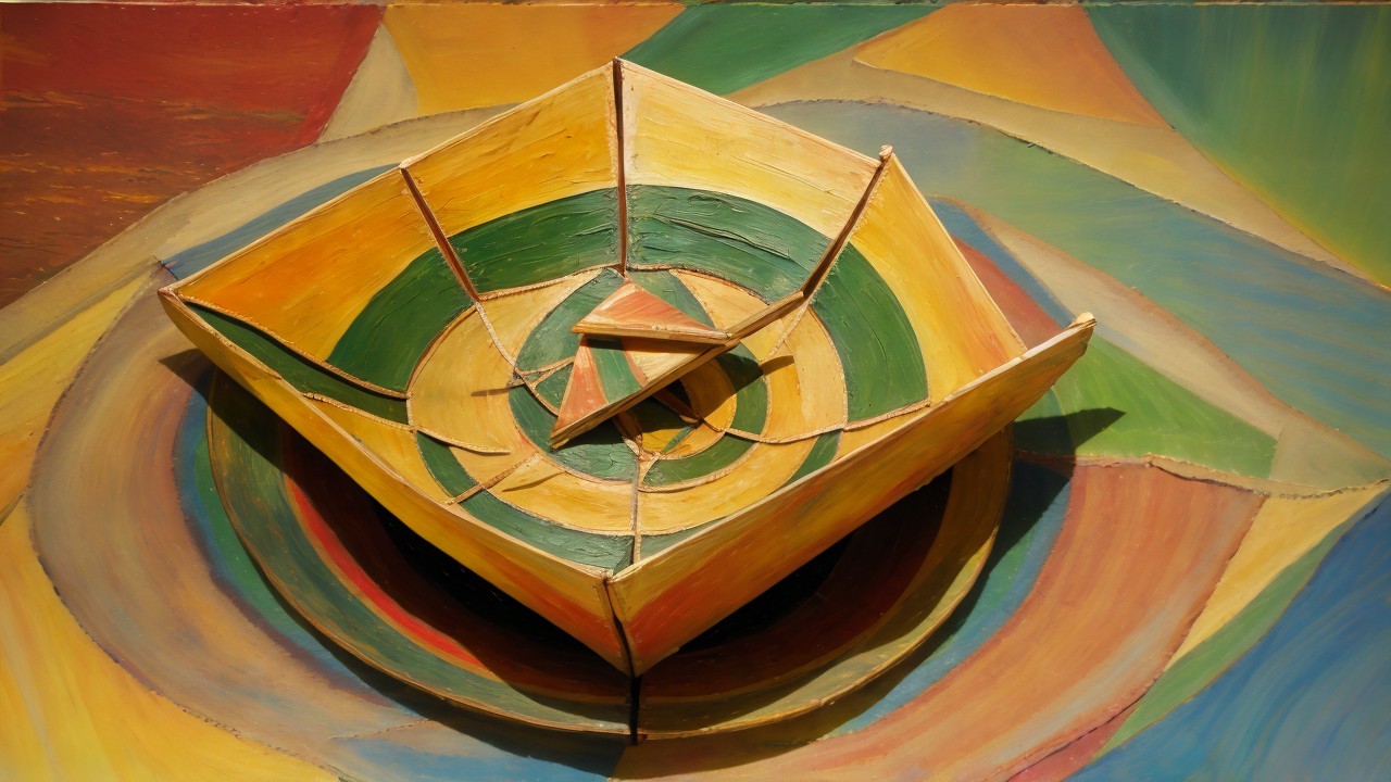 Abstract Artwork with Geometric Shapes and Patterns