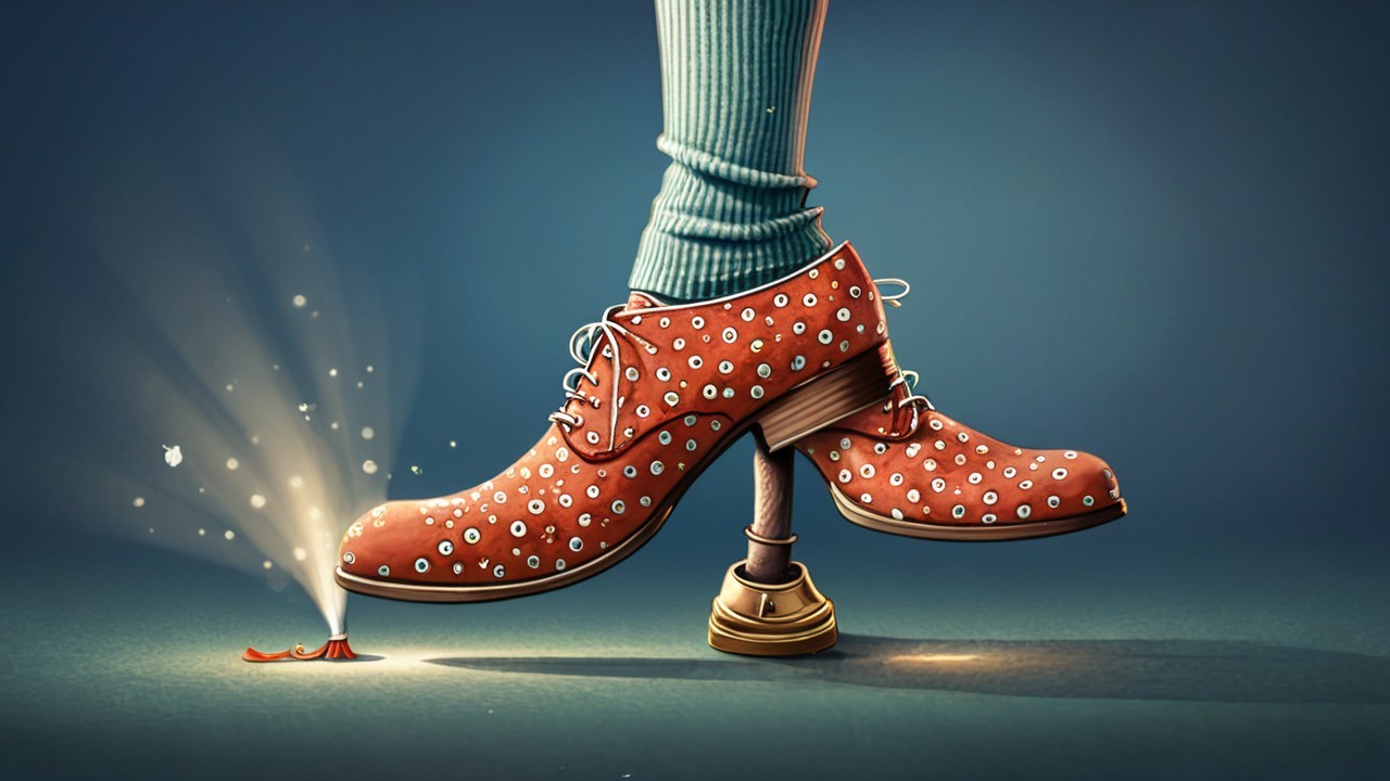 Whimsical Giant Red Polka-Dotted Shoes on Shoehorn