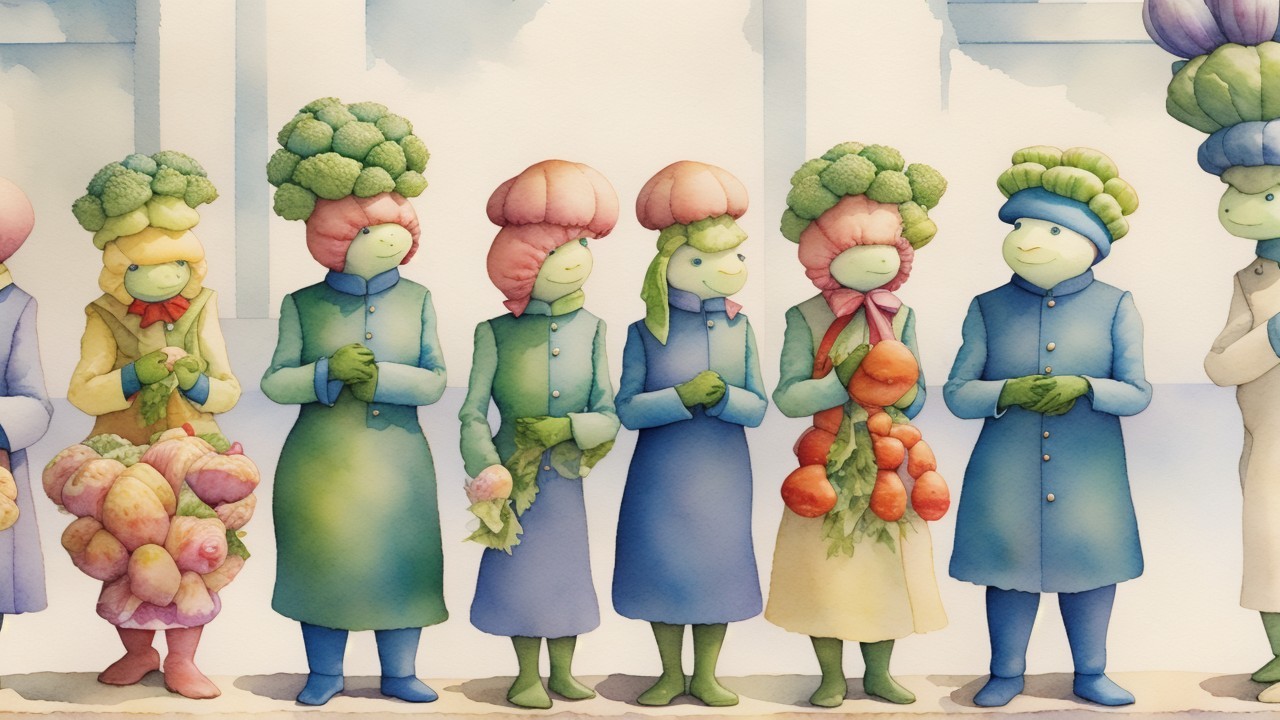 Whimsical Characters with Vegetable-Inspired Hairstyles