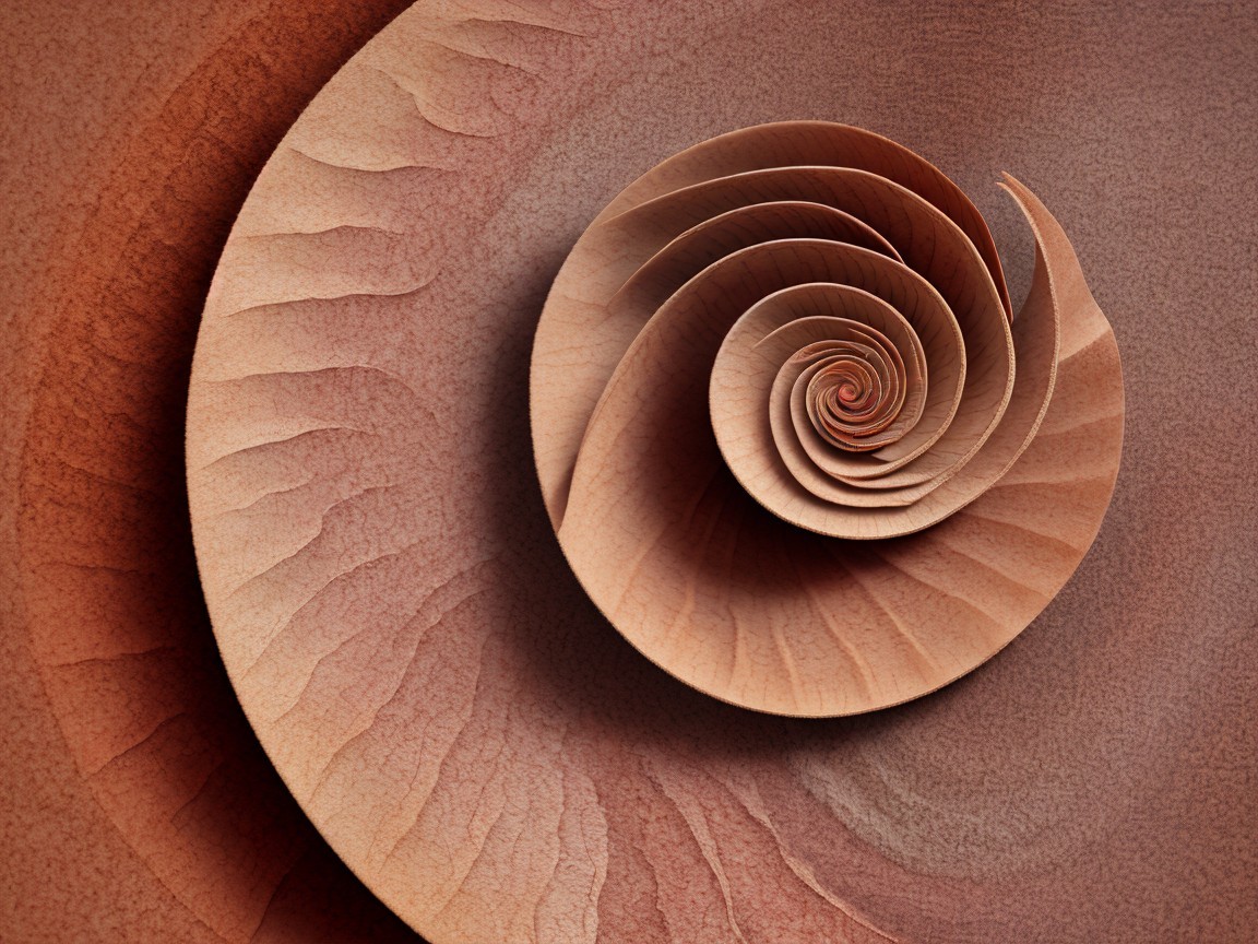 Brown Spiral Pattern in Textured Wood Digital Art