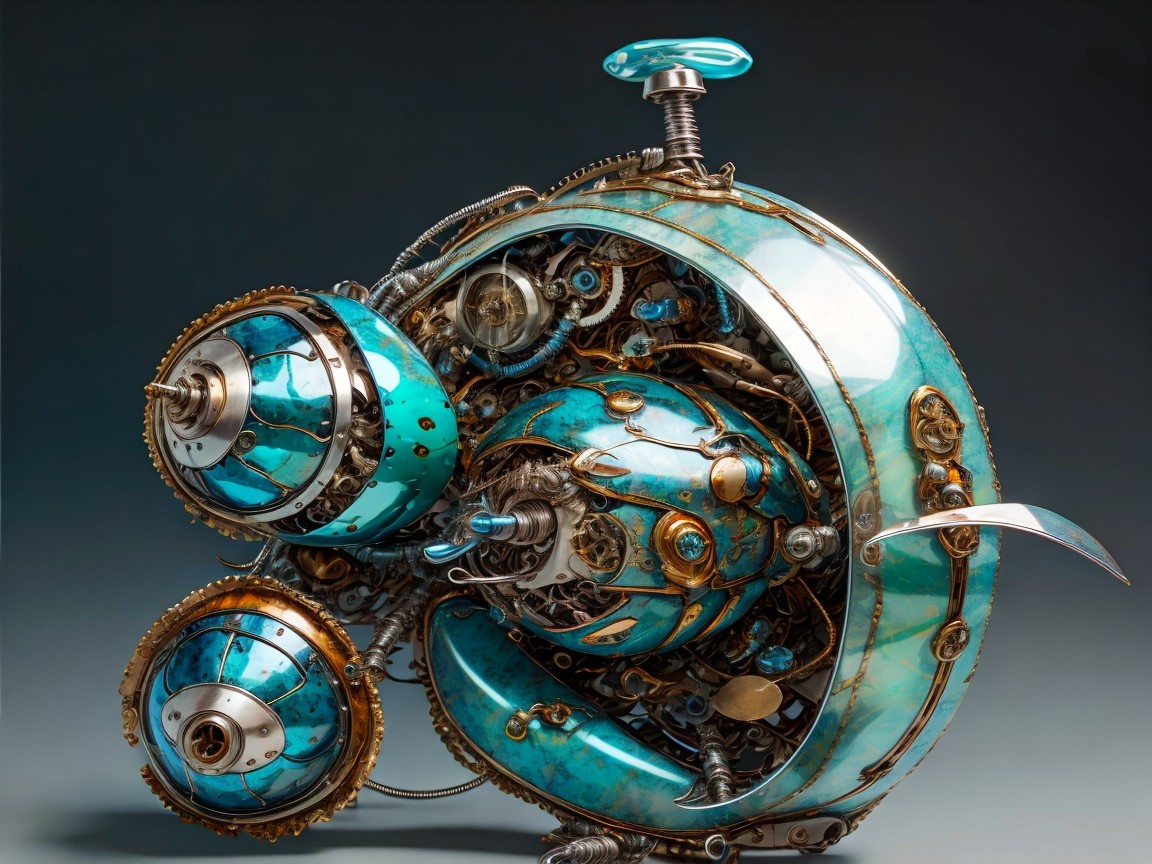 Intricate Steampunk Device with Gears and Enameling