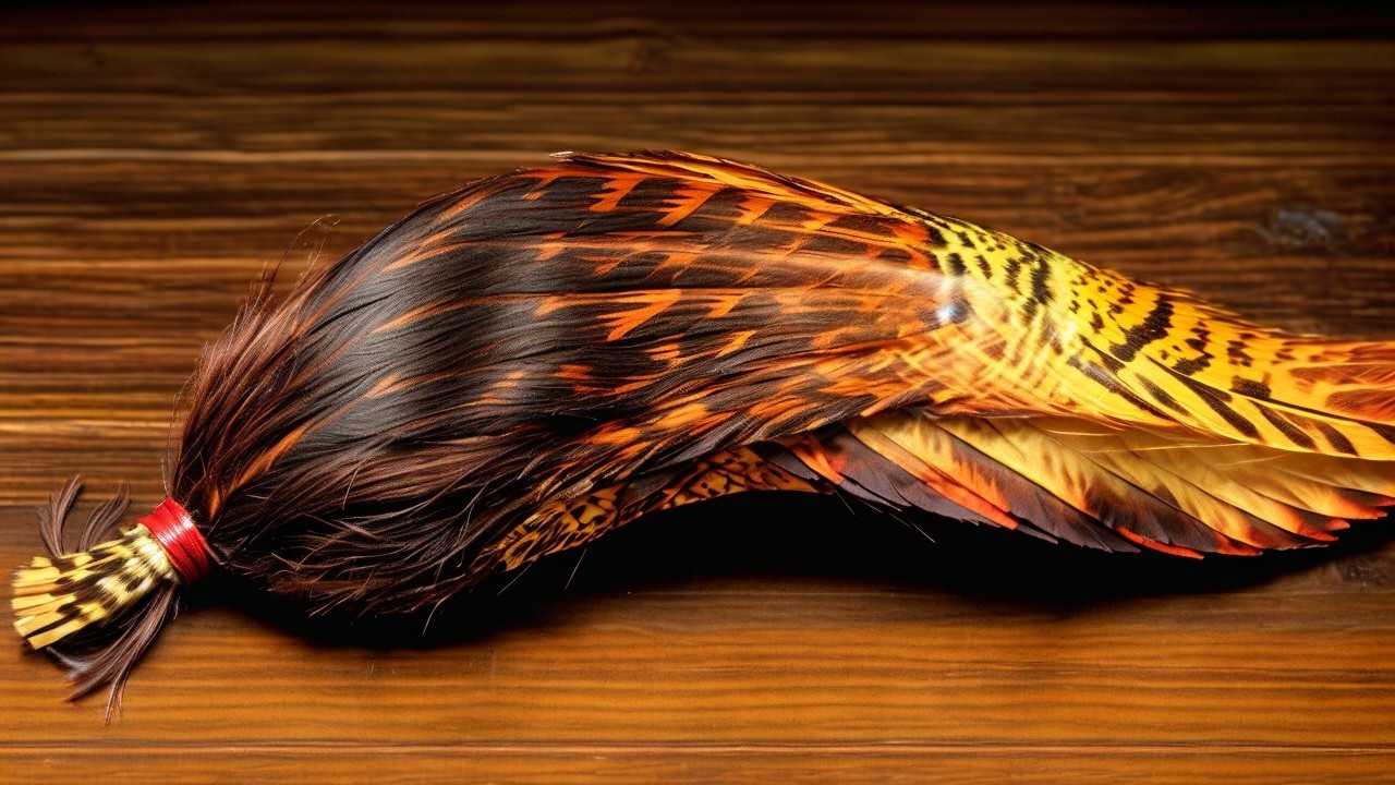 Vibrant Feather with Rich Colors and Intricate Patterns