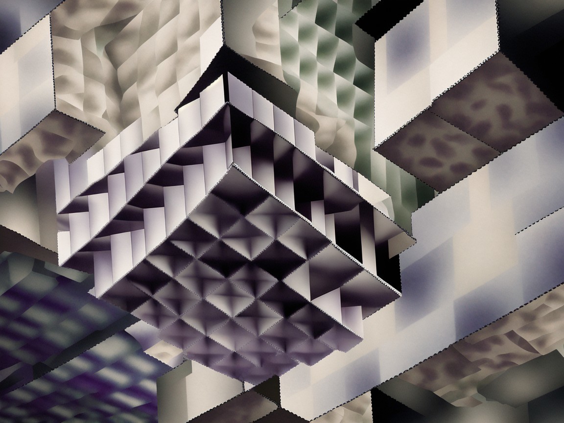Abstract 3D Cube Composition with Geometric Patterns