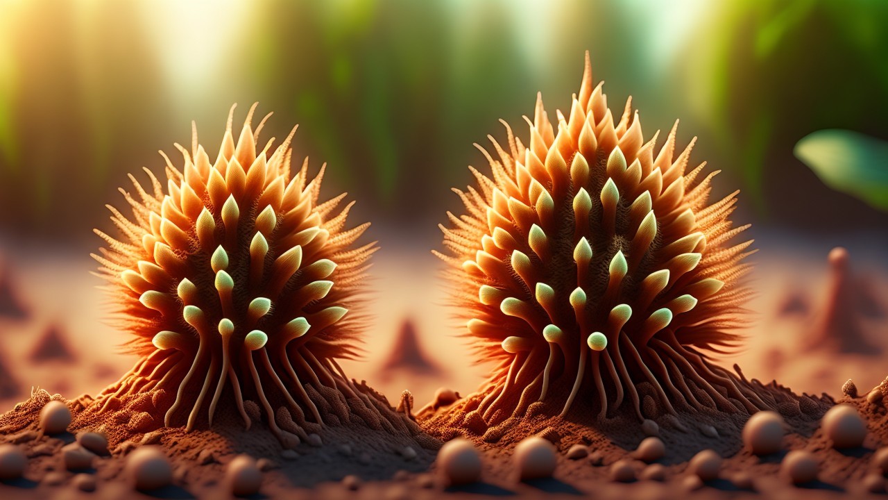 Organic Structures with Spiky Projections in Greenery