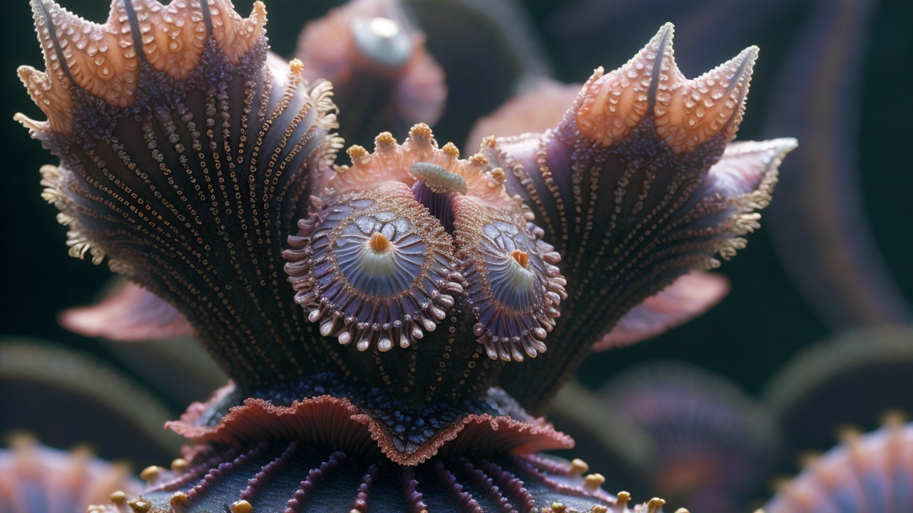 Close-up of a vibrant marine creature with intricate patterns