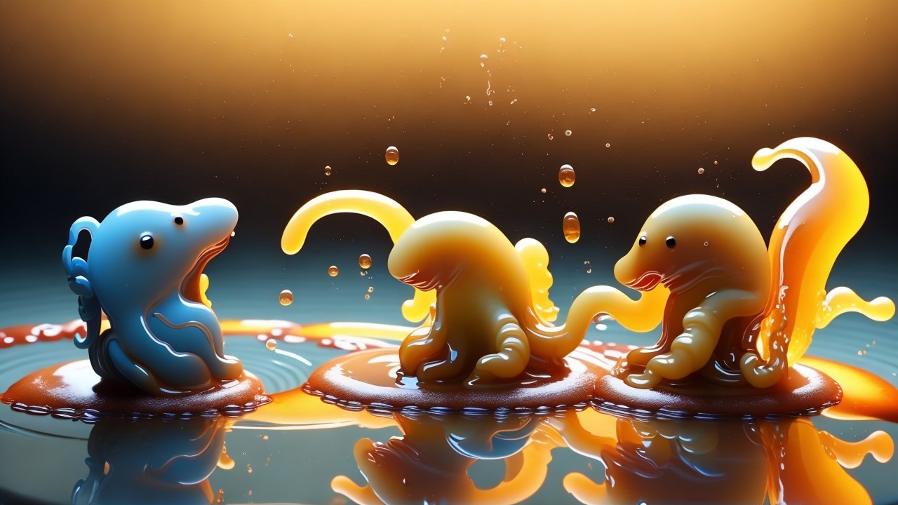 Whimsical Squid-like Creatures in Vibrant Colors
