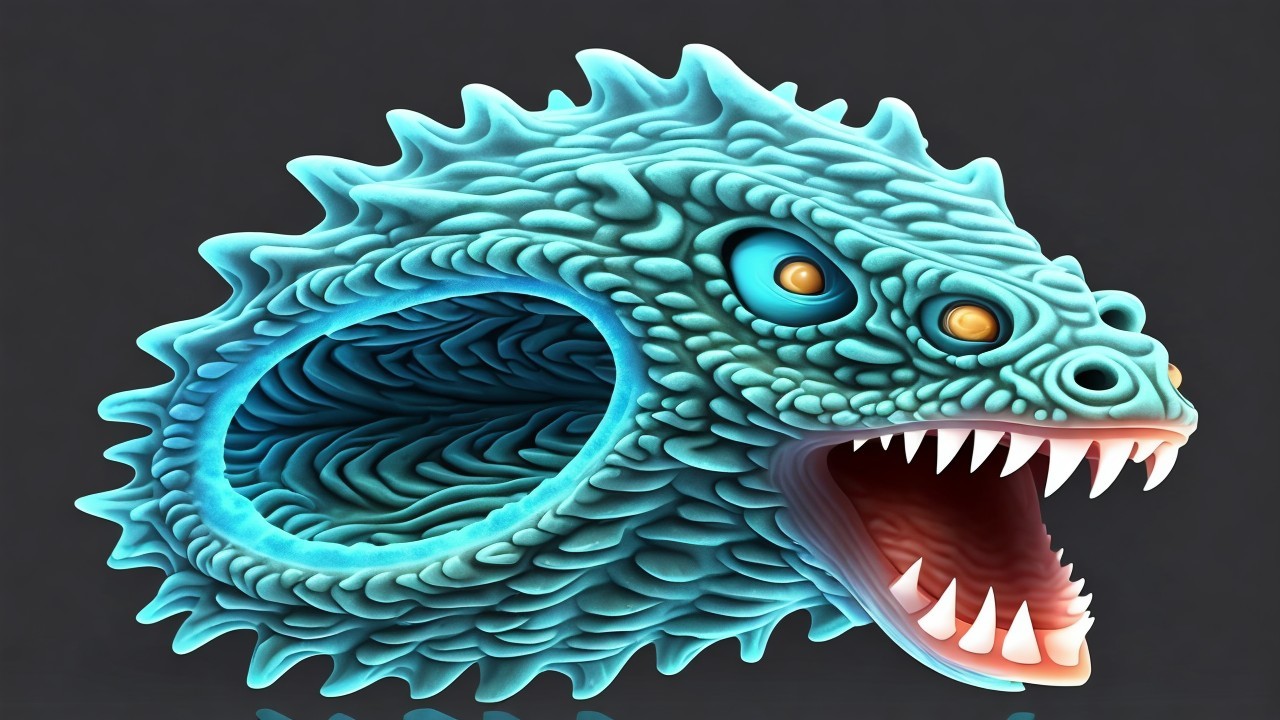Fantastical dragon-like creature with turquoise scales