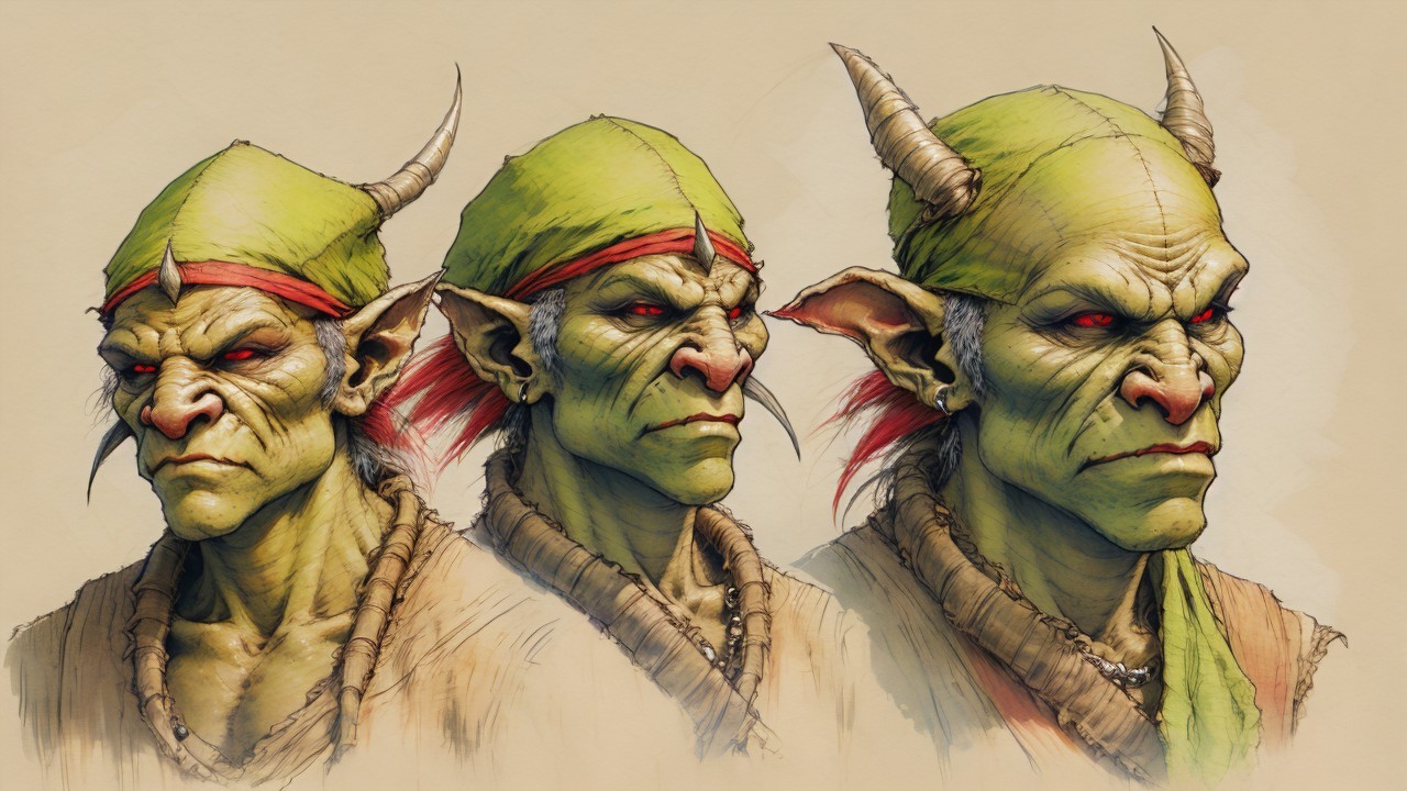 Goblin-like Characters with Distinctive Features and Attire