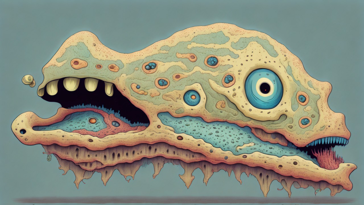 Surreal Cartoonish Creature with Vibrant Textures