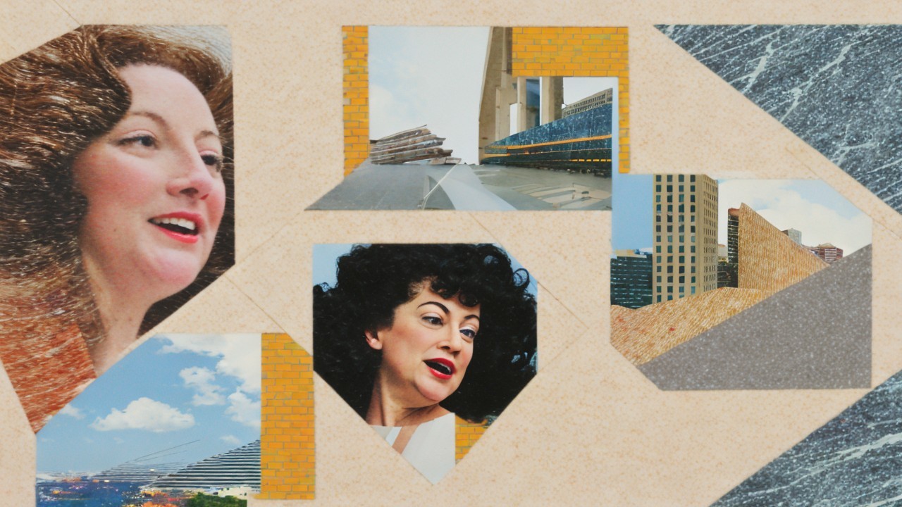 Collage of Textures Blending Portrait and Architecture