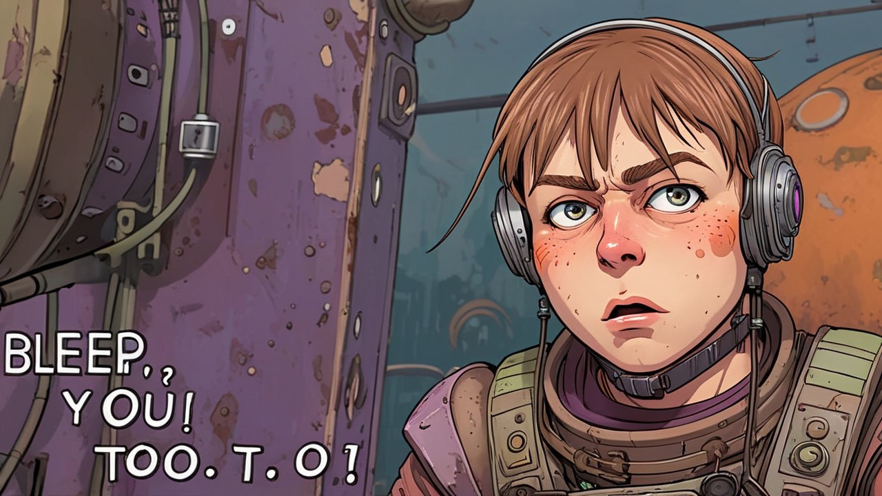 Young character in futuristic armor with headphones