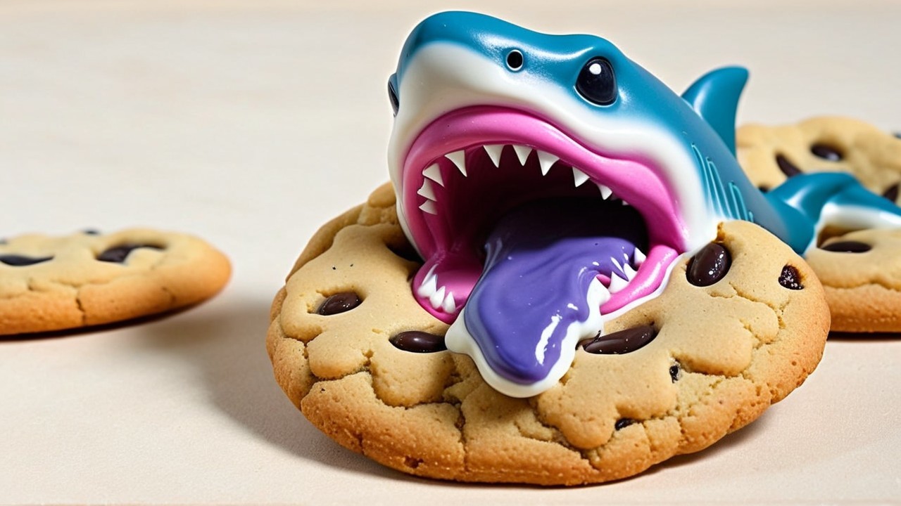 Cartoon Shark Emerging from a Cookie Scene