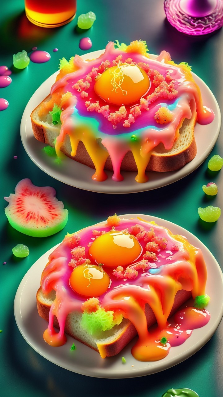 Colorful Toast with Eggs and Vibrant Sauces