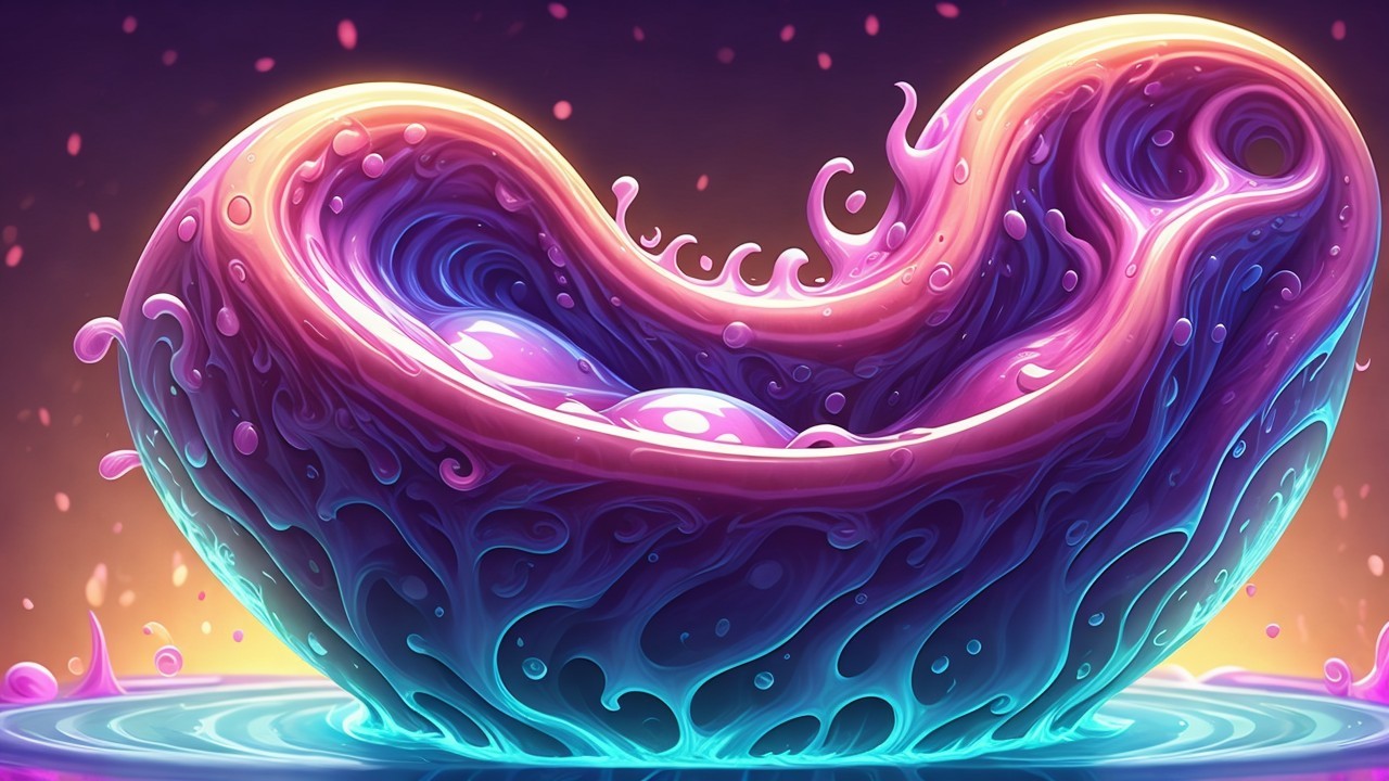 Vibrant Heart-Shaped Fluid Sculpture with Glossy Colors