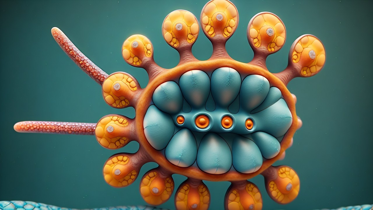 Surreal Abstract Microorganism with Colorful Details