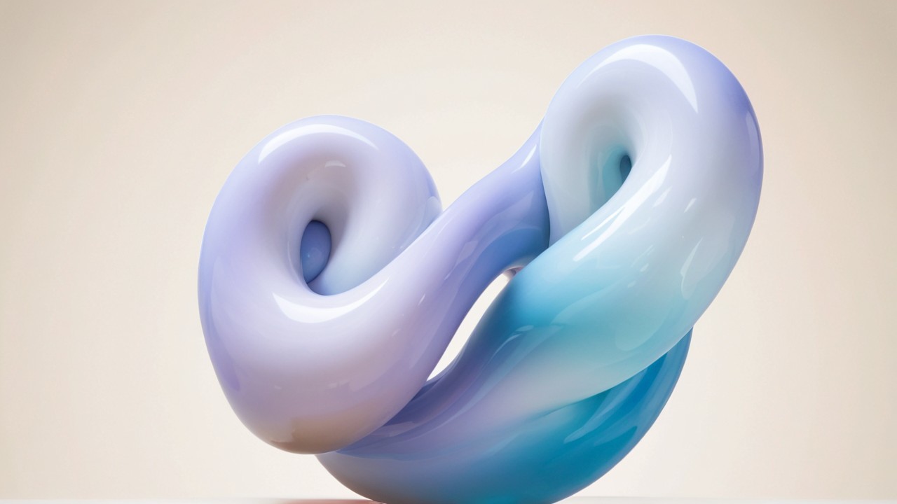Abstract Sculpture in Pastel Shades and Fluid Forms