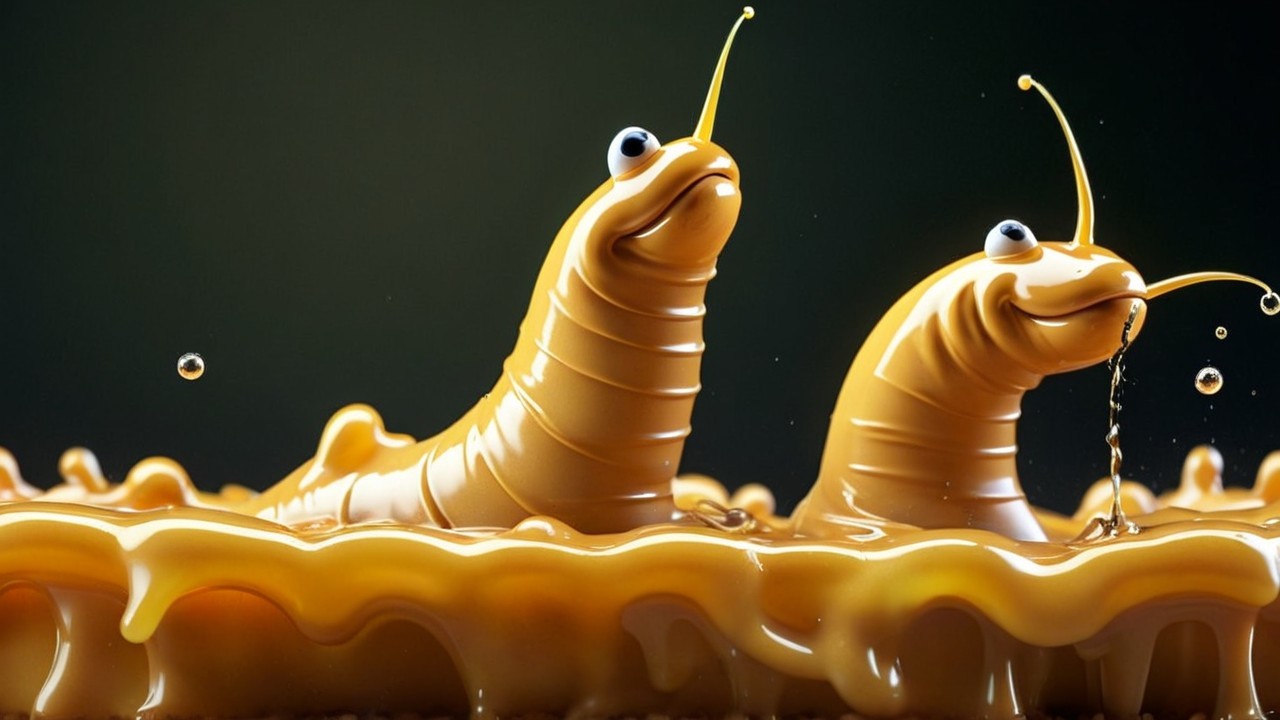 Whimsical Creatures in Vibrant Yellow Liquid Pool