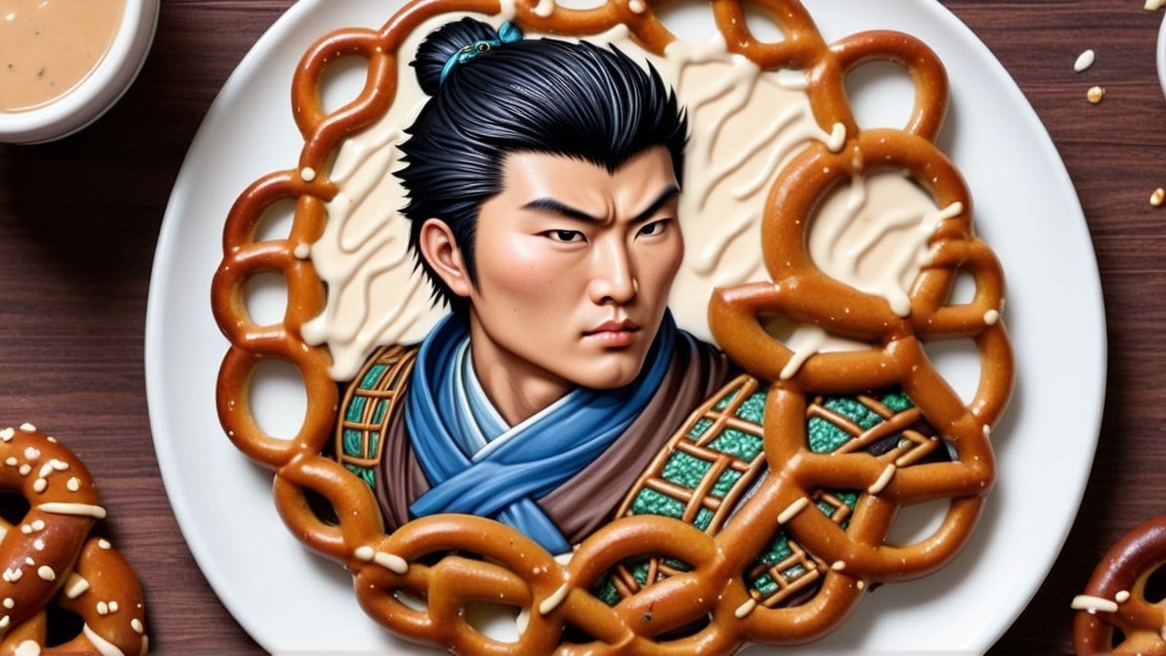 Pretzel Wreath Food Art with Central Illustration