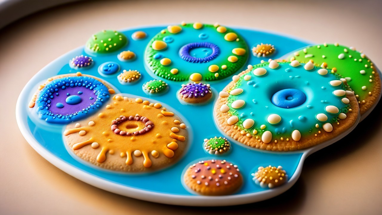 Decorated Cookies Resembling Colorful Cells