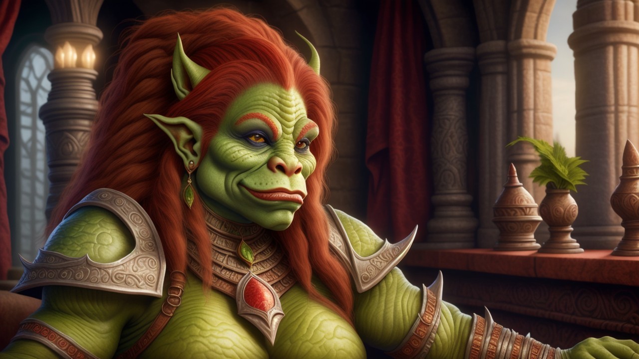 Formidable Female Orc Character in Intricate Armor