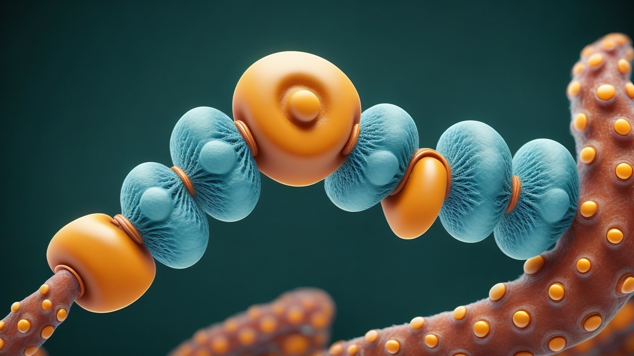 Vibrant Abstract Cellular Structures in Blue and Orange