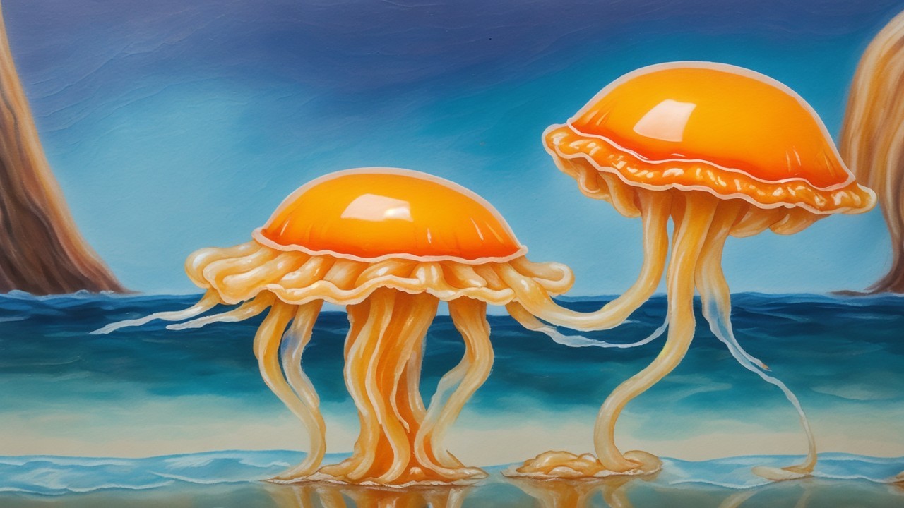 Vibrant Jellyfish in a Serene Ocean Setting