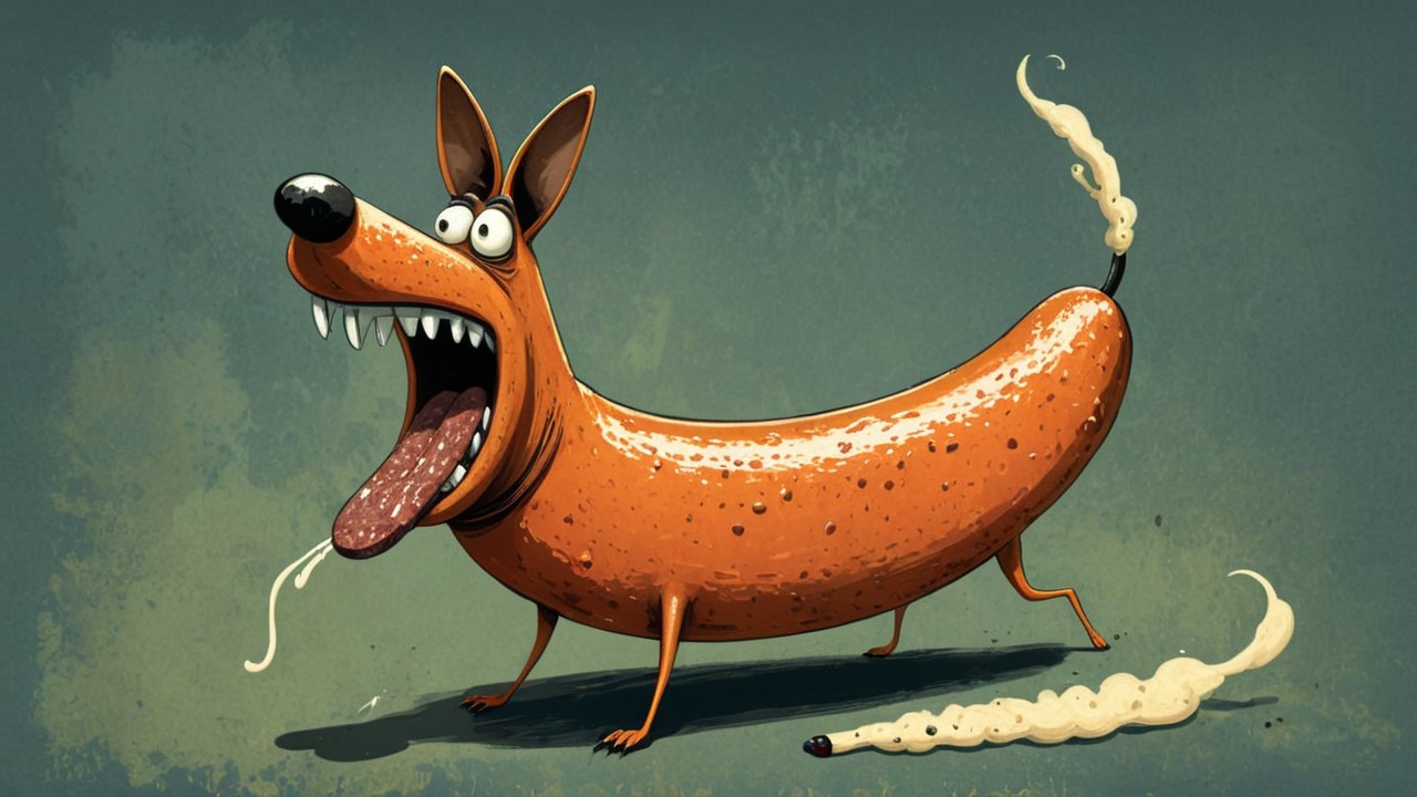 Whimsical Dog-Hot Dog Cartoon Character Description