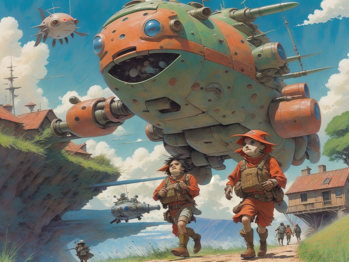 Children in Orange Outfits Running on Dirt Path