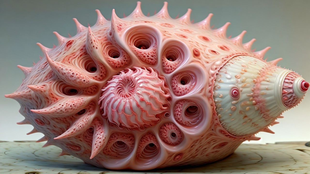 Intricately Designed Conch Shell with Swirling Patterns