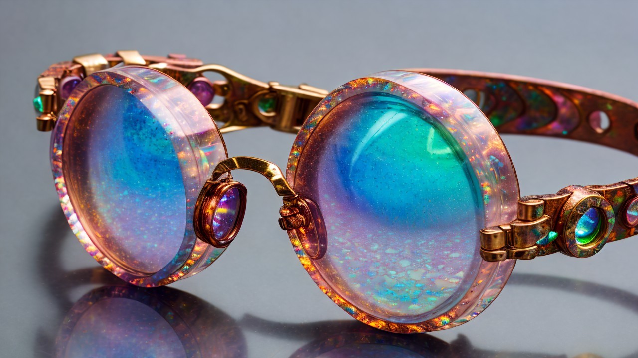 Stylish Goggles with Iridescent Lenses and Unique Frames