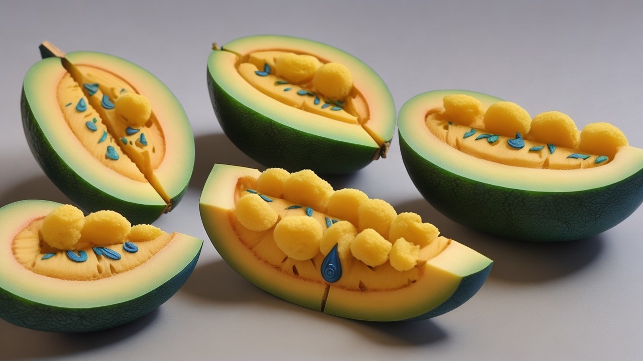 Vibrant Halved Fruit Arrangement with Colorful Details