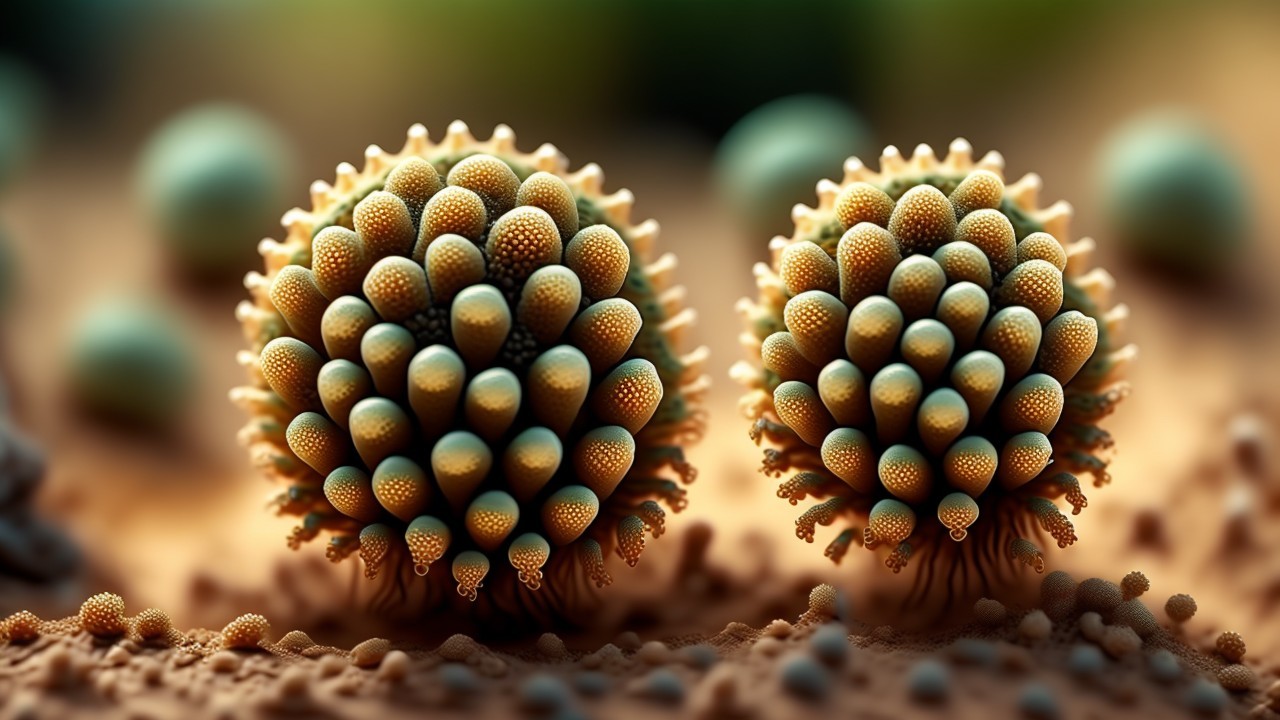 Abstract Cellular Structures in Green and Beige Textures